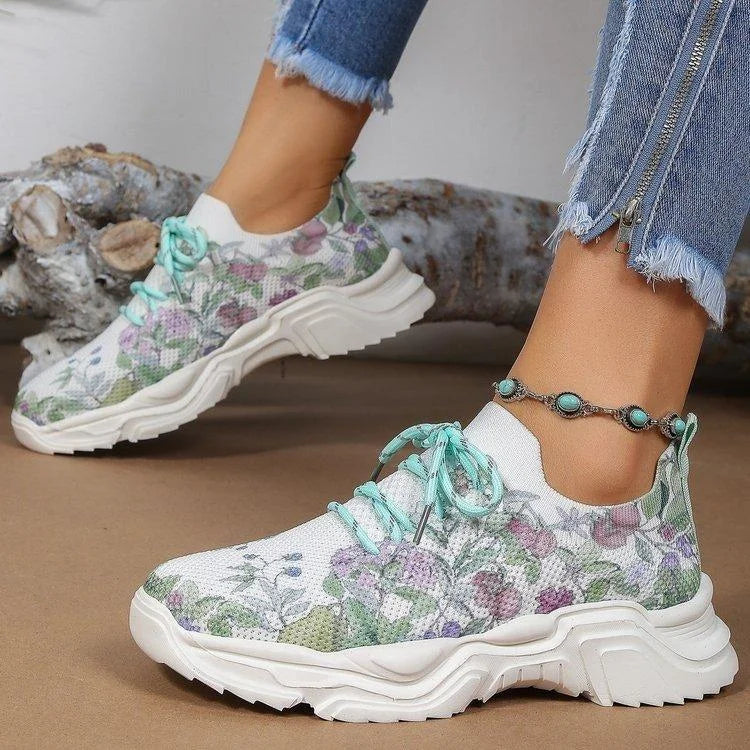 Women Comfortable Breathable Slip On Classy Floral Breathable Orthopedic Sneakers