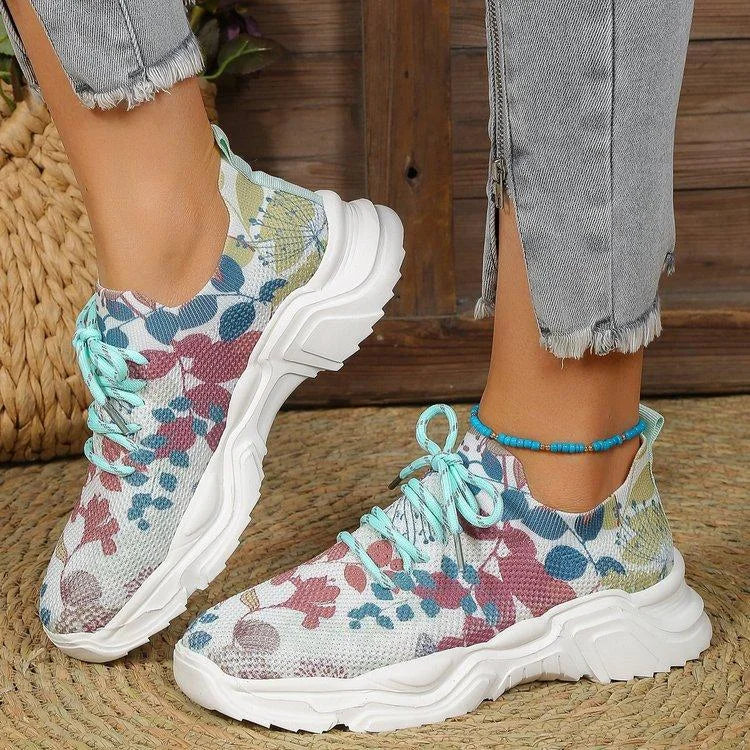 Women Comfortable Breathable Slip On Classy Floral Breathable Orthopedic Sneakers