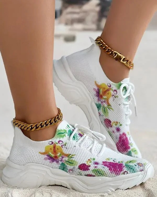 Women Comfortable Breathable Slip On Classy Floral Breathable Orthopedic Sneakers