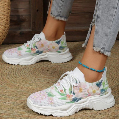 Women Comfortable Breathable Slip On Classy Floral Breathable Orthopedic Sneakers